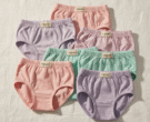 Soft cotton little girls’ underwear in pastel colors by Curves & Hems