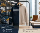 Workwear and corporate uniforms comparison featuring industrial protective clothing and modern professional apparel