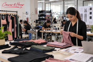 Activewear and gym wear manufacturing in India with fabric quality inspection at Curves & Hems