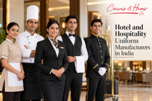 Hotel staff wearing custom uniforms made by a hotel uniform manufacturer in India
